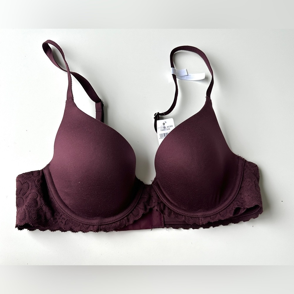 NWT Aerie Burgundy Lightly Lined Full Coverage Lace Soft Stretch Support Bra 32B